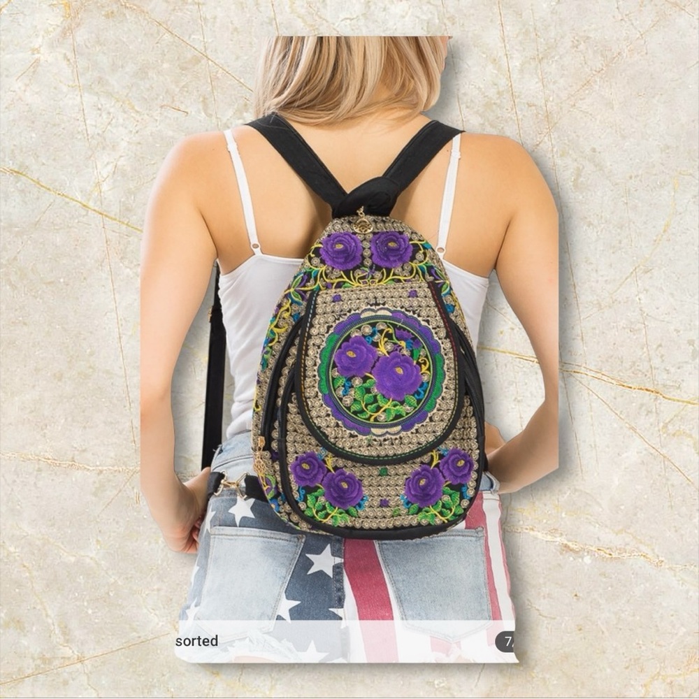 Embroidered Floral Backpack - Picture 5 of 10